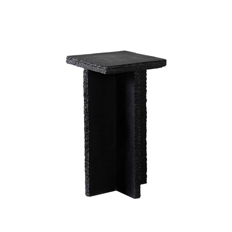 Spectre Black Slat Stone Accent Table