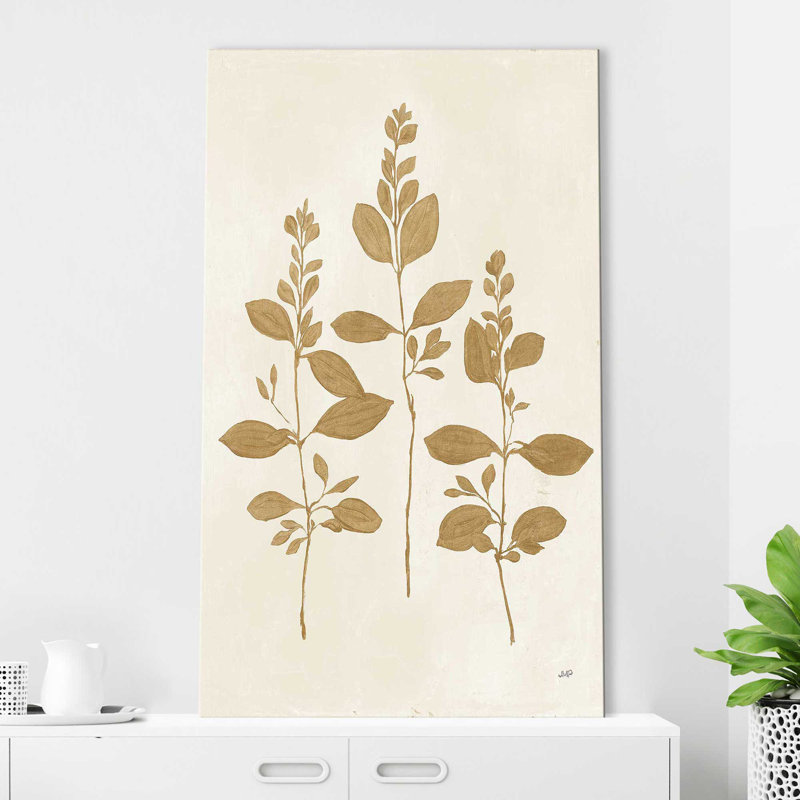 Botanical Study IV Gold Crop - Peinture, Toile tendue, H 40 po x l 24 po x P 1,5 po