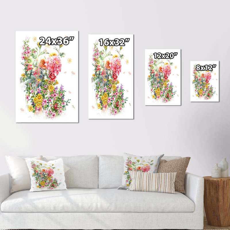 Red Blooming Poppies III - œuvre d'art traditionnelle sur toile, H 20 po x l 12 po x P 1 po, Toile tendue