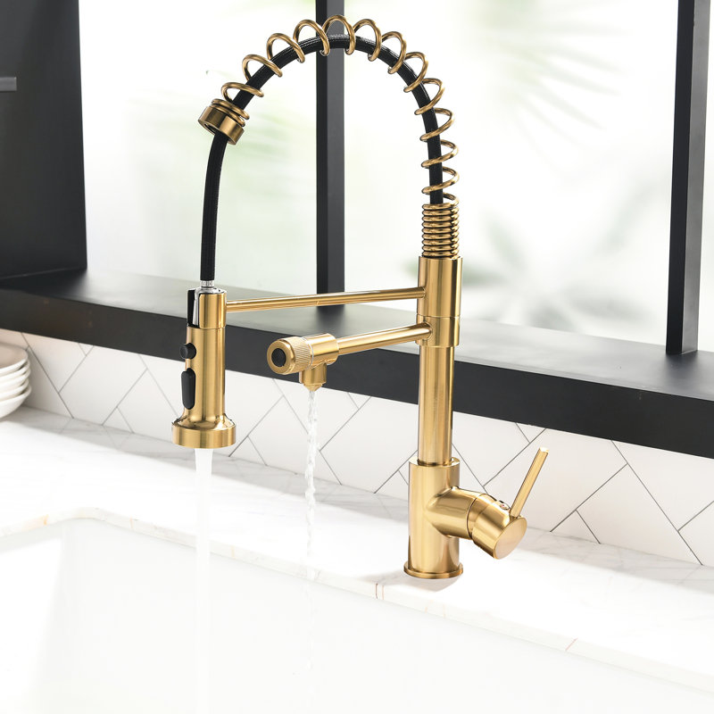 Pull Down Water Filter Kitchen Sink Faucet, Purifier Drinking Valve, Black And Nickel Gold, Separate Release Efficiency For Faucets, Spout, Cold Hot Supply