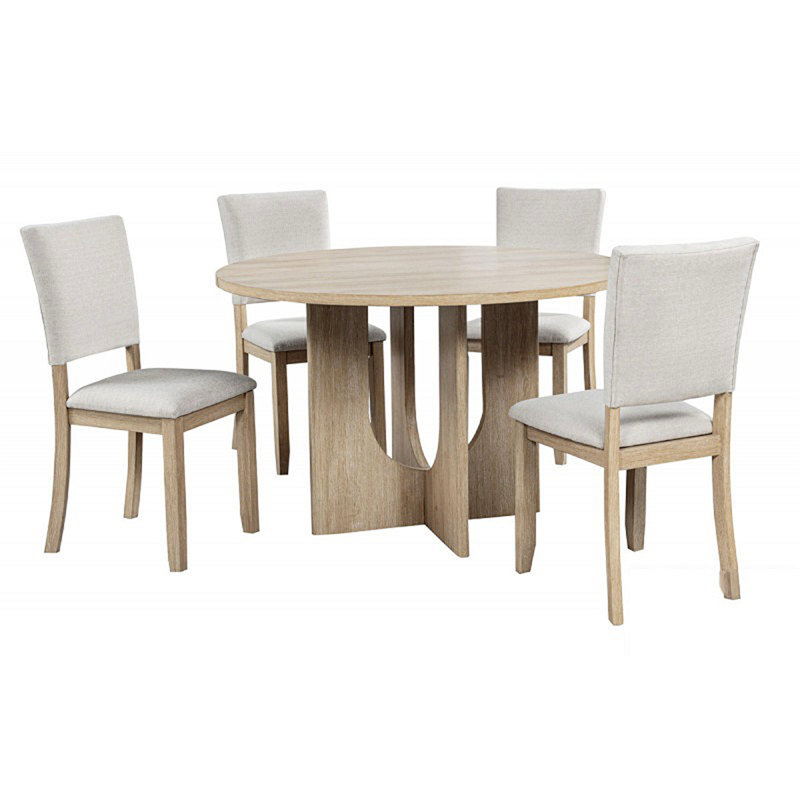 Ensemble de table de salle à manger 5 pièces avec 4 chaises rembourrées, meubles de cuisine et de salle à manger modernes en bois