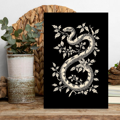 Vintage Serpent Leaves Elegant Gothic Vintage Snake Forest Nature Wall Art Print 1 Piece Wrapped Canvas Wall Art