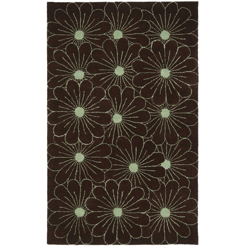 Avayah Soho Hand Tufted Wool And Viscose Floral Rug, Rectangle 5' x 8'