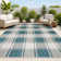 Sabine Traditional Farmhouse Bold Gingham Turquoise/Cream Indoor/Outdoor Rug