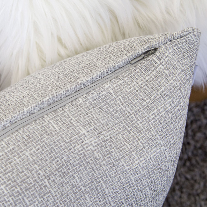 Square Linen Pillow Cover & Insert, Silver