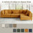 Seemab 4 - Piece Upholstered Orange Corduroy Modular Sectional with Pillow Back and Solid Wood Legs-1130684594