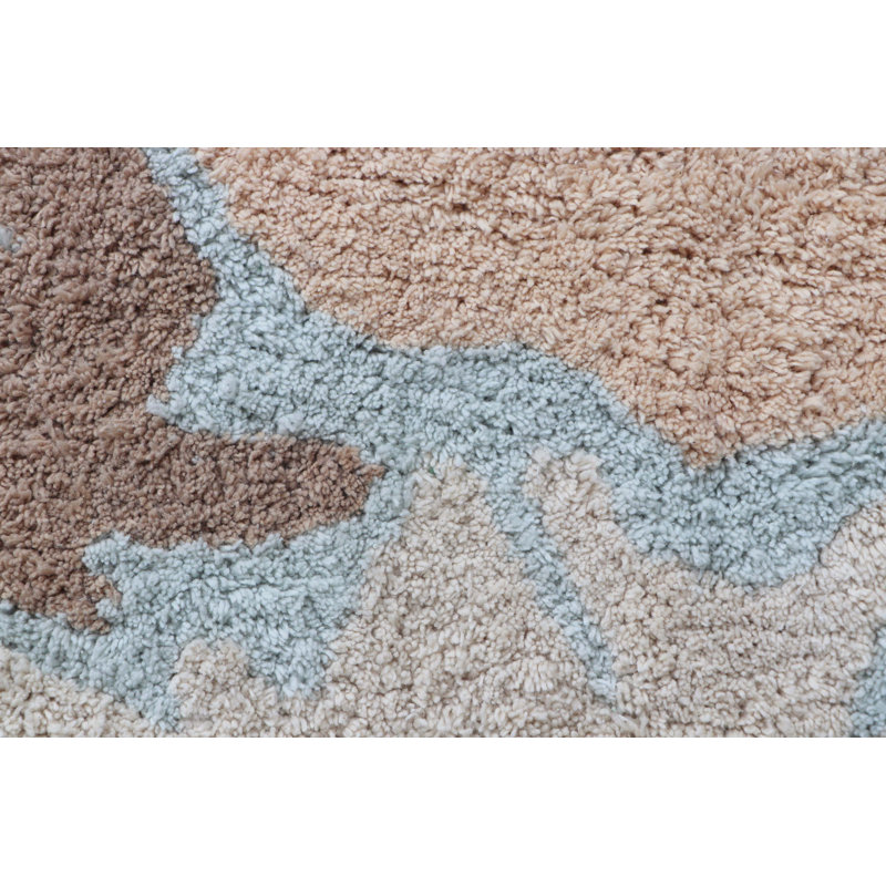 Cotton Area Rug in Blue/Brown/Gray/Beige