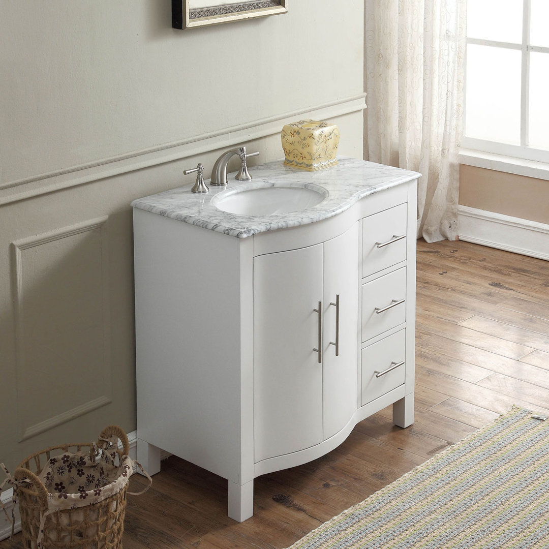 Ateeq 36'' Single Bathroom Vanity with Marble Top Wade Logan®