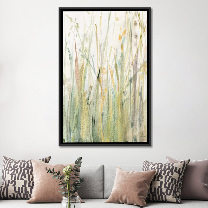 « spring herbe i », reproduction d’art sur toile, H 26 po x l 18 po x P 1,5 po, Toile avec cadre noir, Pas de tapis