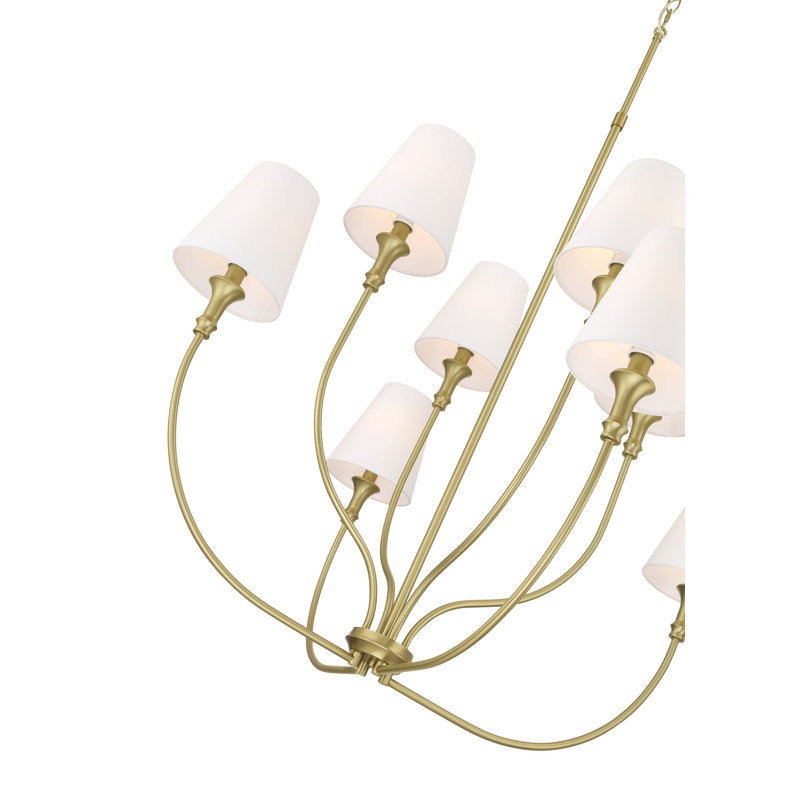 Lustre à 8 lumières de 40 po de large Leonid, Laiton antique