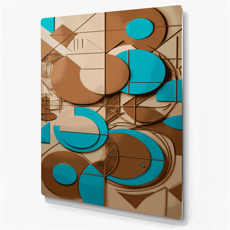 Abstrait formes 84, art mural en métal brun, H 12 po x l 18 po