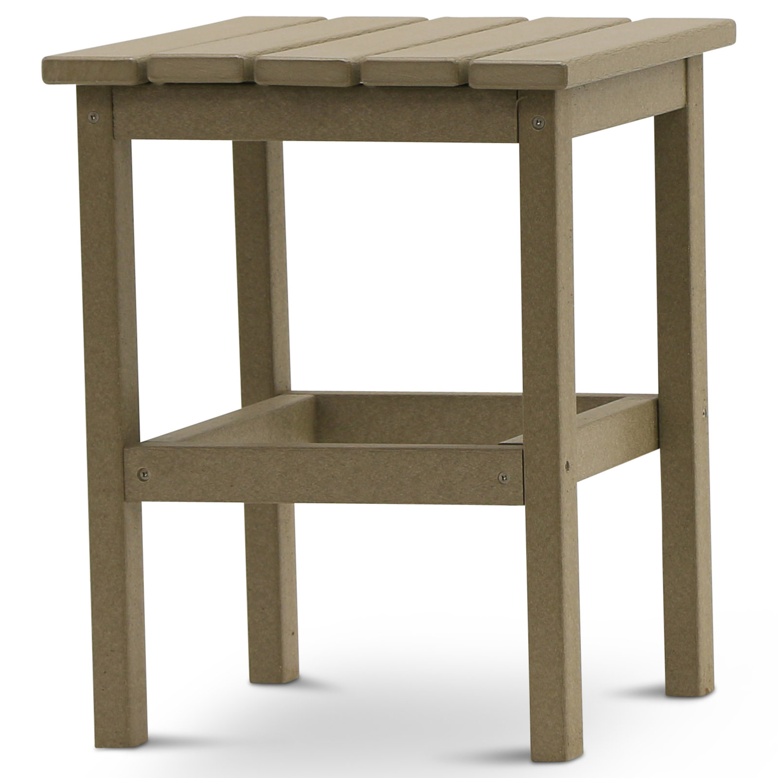 Leighton 15'' Plastic / Acrylic Outdoor Side Table, Weathered Wood