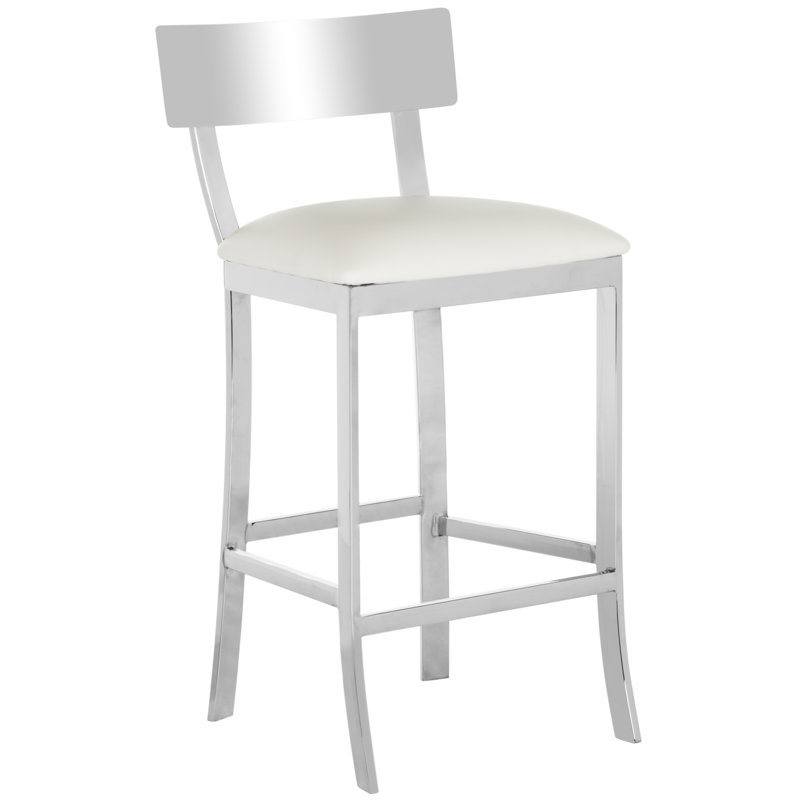 Tabouret de comptoir et de bar Chromium, Blanc, Tabouret de comptoir (assise à une hauteur de 26,