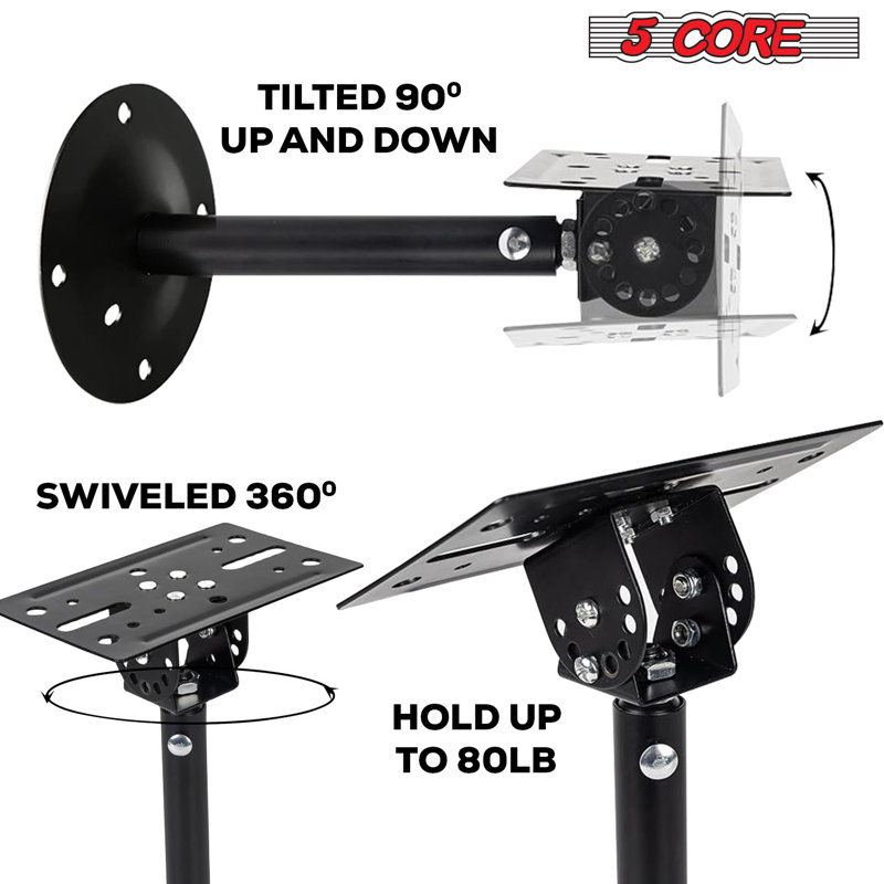 5 Core Outdoor In Wall Speaker Mount Stand Pair Premium Rotatable Angle, Adjustable Swivel