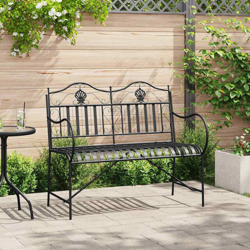 Steel Outdoor Bench, Black