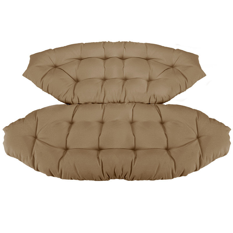 Tufted Egg Chair Cushion, Oversized Indoor/Outdoor Lounge Seat Pad, Brown