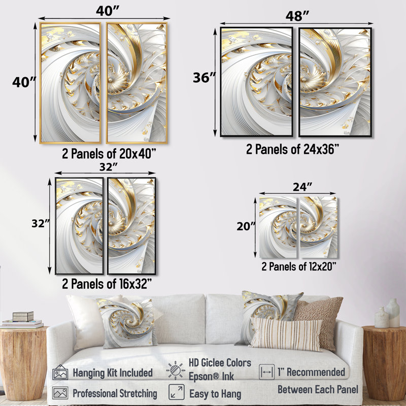 Reynold - Fractals abstraits, art mural, Noir, noir, noir, noir, H 36 po x l 48 po, Reproduction encadrée sans passe-partout