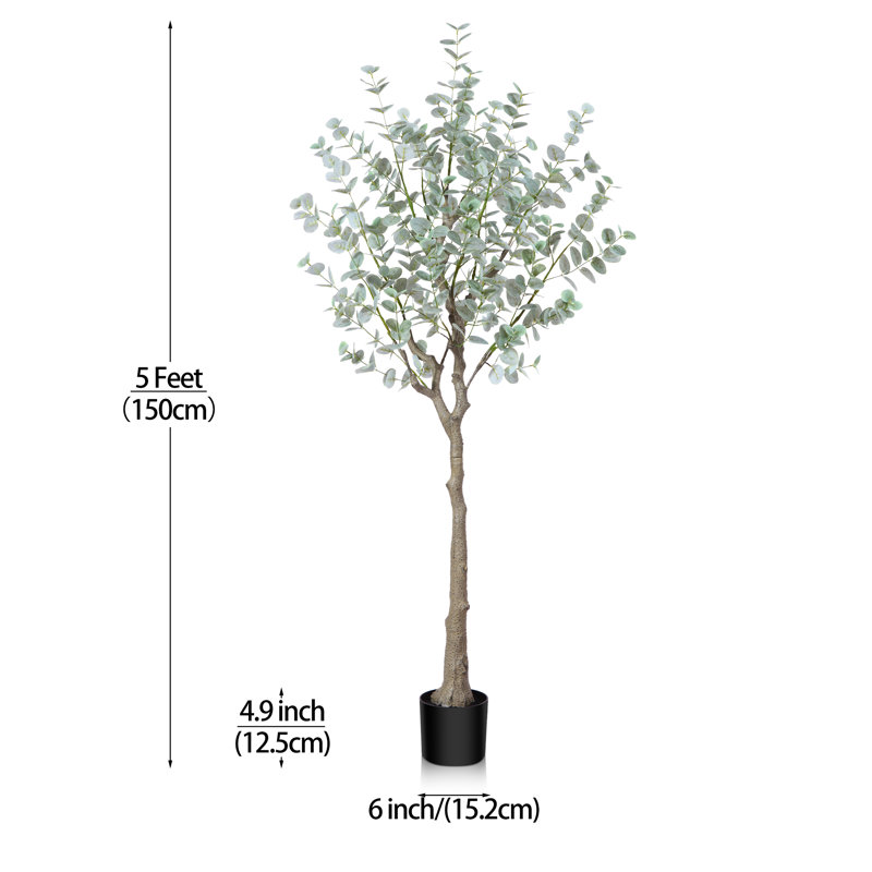 Eucalyptus artificiel Adcock en pot, plante artificielle, faux arbre pour la décoration intérieure, 1