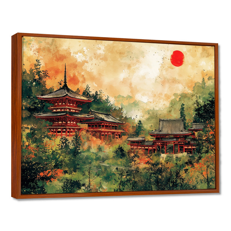 Japon, temple de Kyoto, Samarai Serenity II - Japon, art mural, H 24 po x l 32 po, Brun