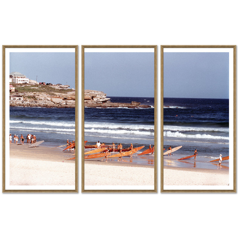 Surfers are Pictured on Bondi Beach Framed