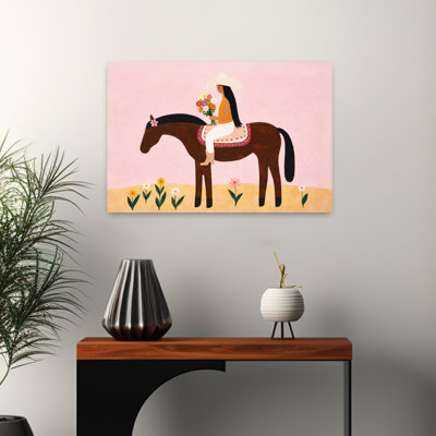 «Bohemian Horseback Ride Colorful Peaceful Serene Horse Flower Landscape», reproduction d'art mural