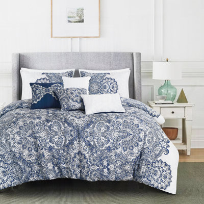 Ensemble d'édredon pour grand lit 7 pièces avec imprimé, microfibre douce, 100% polyester, collection de literie toutes saisons