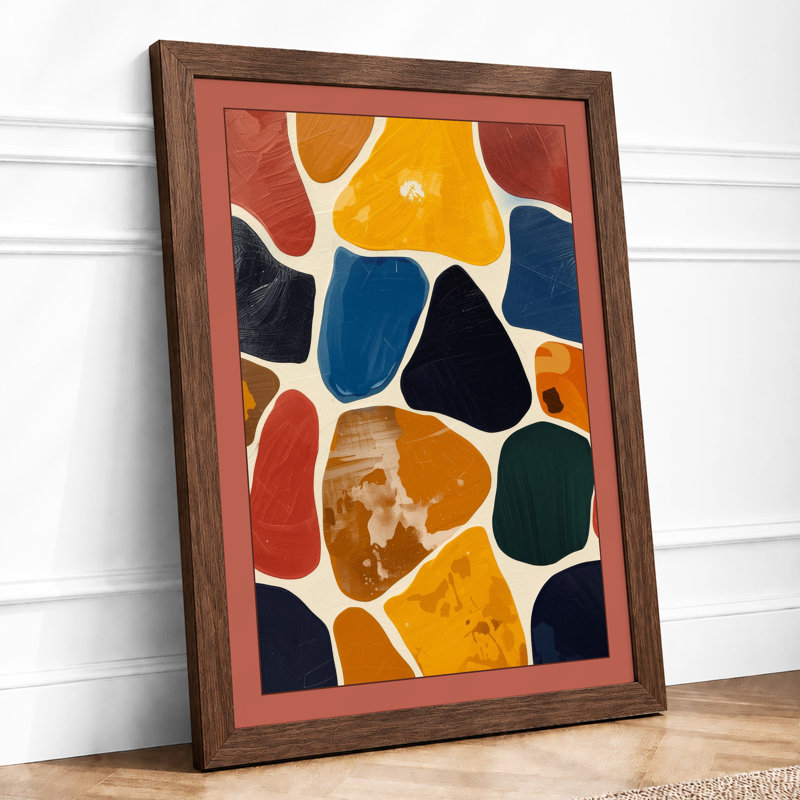 Mosaic Fragments Geometric - Framed Print, A3 - 42.0 x 29.7 cm, Walnut