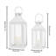 JHY DESIGN Set of 2 Metal Lanterns with Tempered Glass Farmhouse Candle Holders-877504319