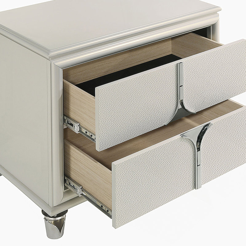Table de chevet 2 tiroirs Pearl White