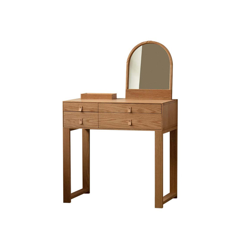 Bureau de coiffeuse en chêne massif minimaliste avec miroir amovible