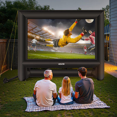 Cinéma gonflable, écran de projection gonflable avec sac de rangement portable, projection de film 16: 9 facile à installer pour la cour extérieure, le cinéma maison, la soirée à thème