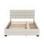 Grand lit plateforme tapissier en lin avec lit gigogne simple et tiroirs de rangement, sans sommier tapissier