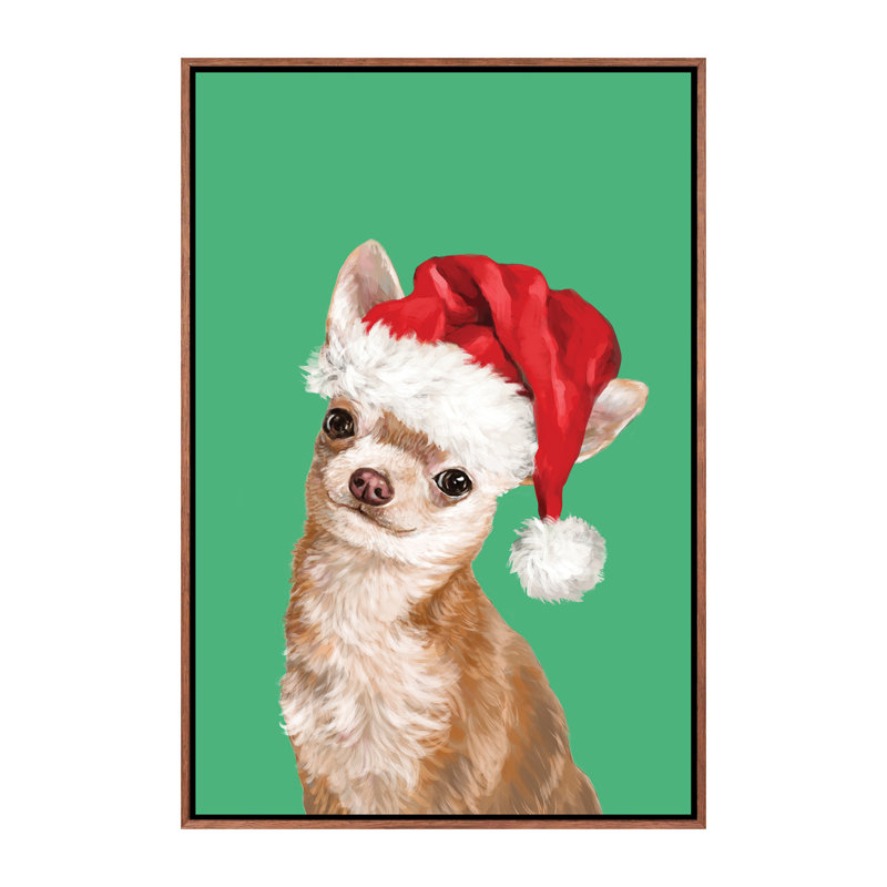 «Christmas Chihuahua» par Big Nose Work - impression d'art graphique, H 26 po x l 18 po x 1,5 po, Pas de tapis