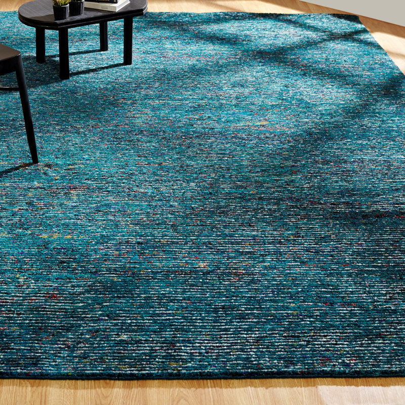 Nysire Hand Knotted Area Rug in Blue, Rectangle 12' x 15'