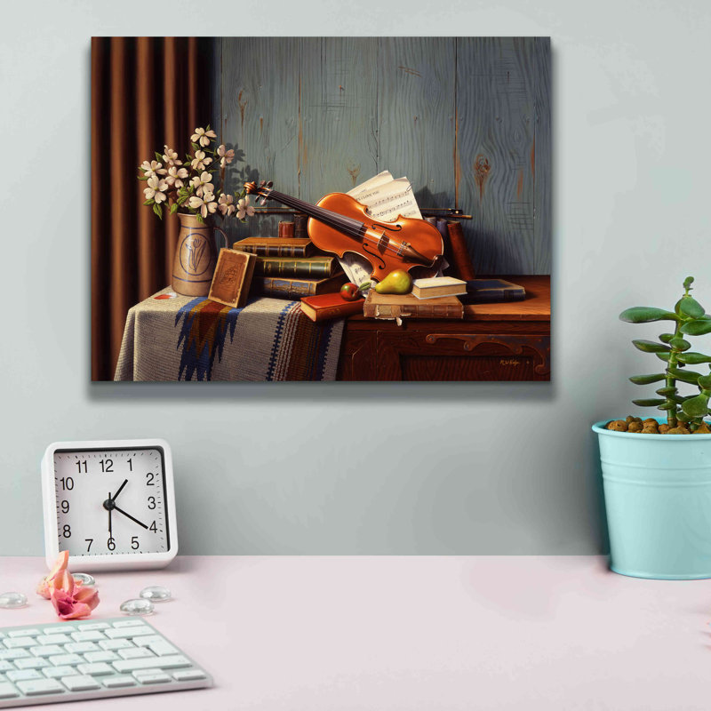 «The New Violin» par R. Hed, art mural sur toile, H 12 po x l 16 po x P 0,75 po