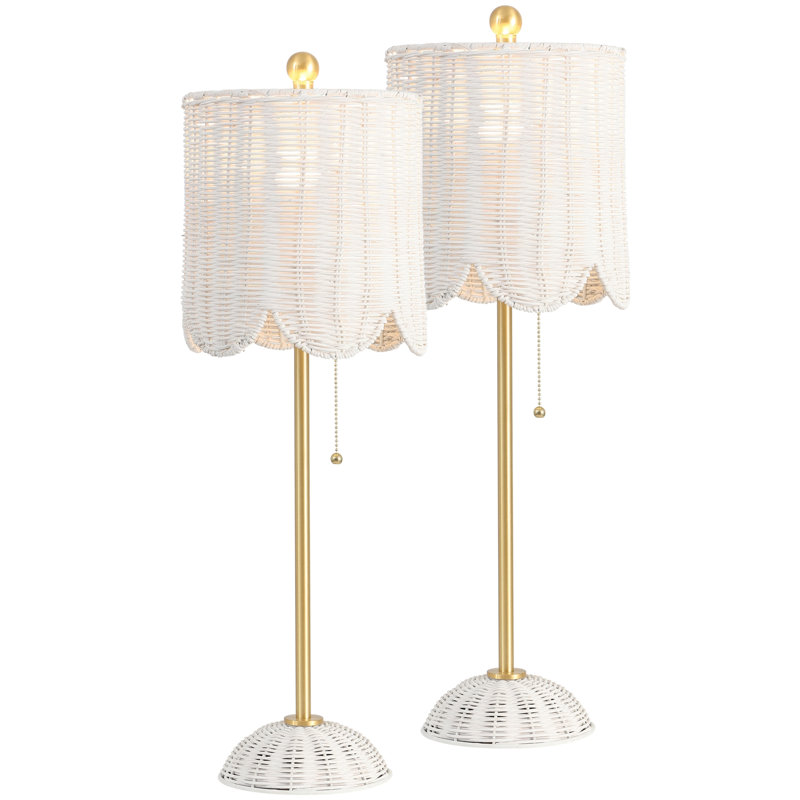 Volkman Metal Buffet Lamp, White/Brass Gold