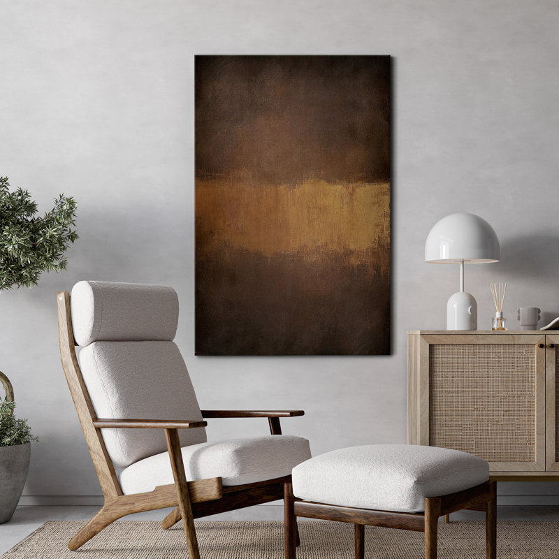 «Rustic Earth Tone», reproduction d'art sur toile abstraite - décor minimaliste rétro pour étude ou bureau, Toile tendue