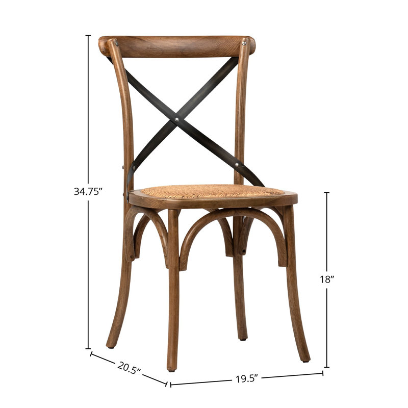  Solid Wood Side Chair Dining Chair, Brown/Black