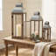 Ensemble de 3 lanternes en bois et verre