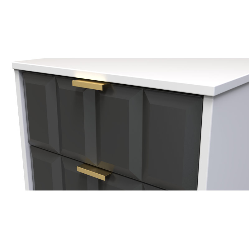 Allem 2 Drawer Bedside Cabinet (Ready Assembled), Graphite/White