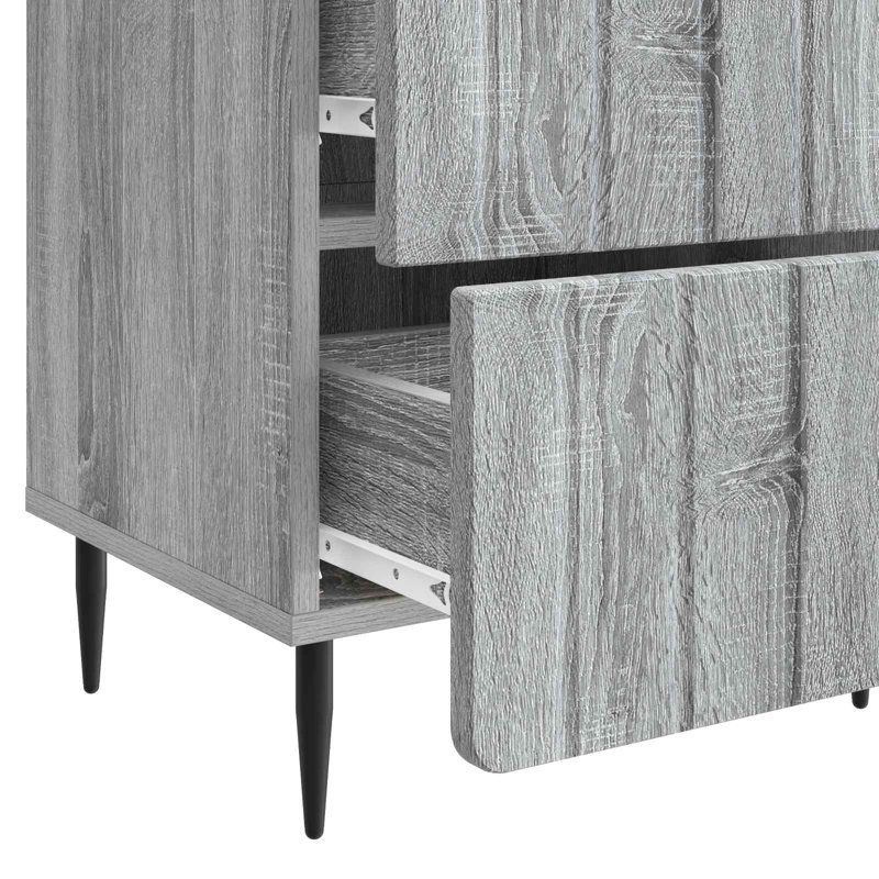 43cm W Manufactured Wood Bedside Table, Grey Sonoma