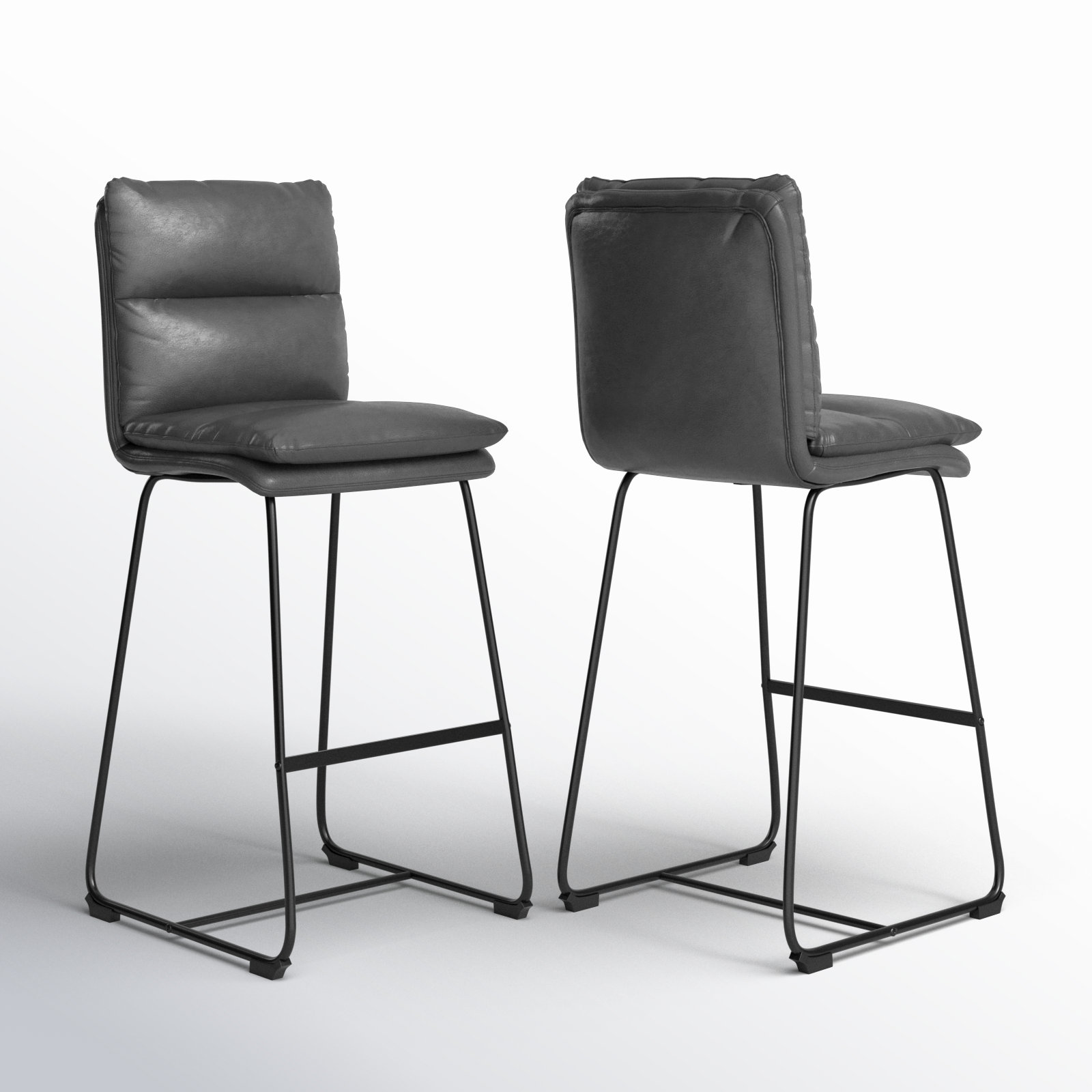 Volana Bar & Counter Stool, Grey Faux Leather, Bar Stool (30" Seat Height)