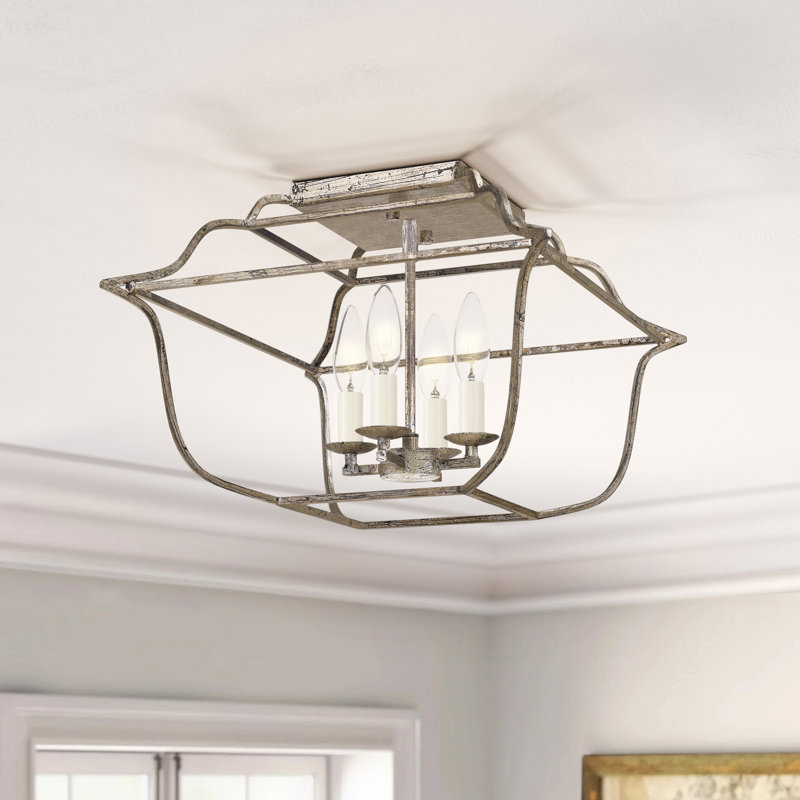 Plafonnier encastré 14 lumières Agrimony, Feuille d'argent Century