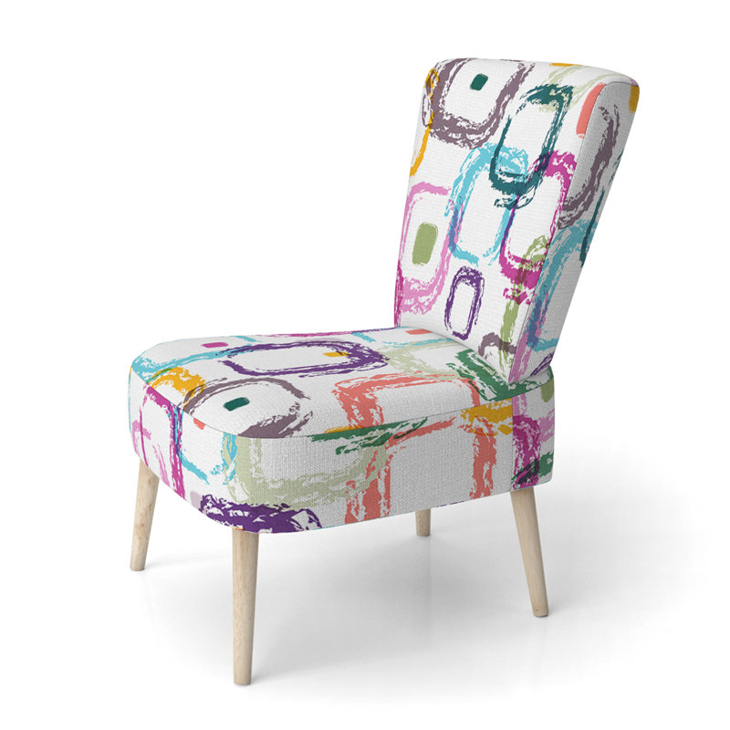 Chaise d'appoint rembourrée multicolore à motif géométrique