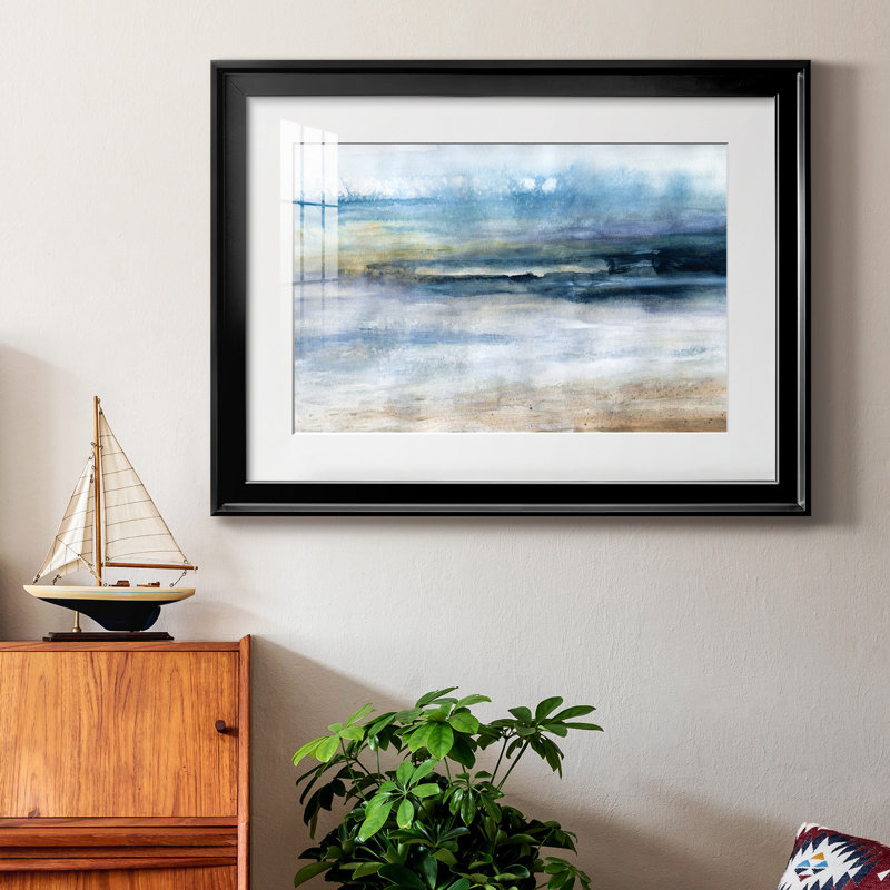 Vent et eau - Peinture encadrée, H 26,5 po x l 36,5 po x P 1,5 po, Noir