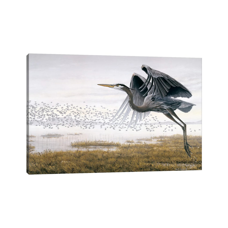 Heron Sandpipers 1 Piece Wrapped Canvas Painting, 30.48 cm H x 45.72 cm W