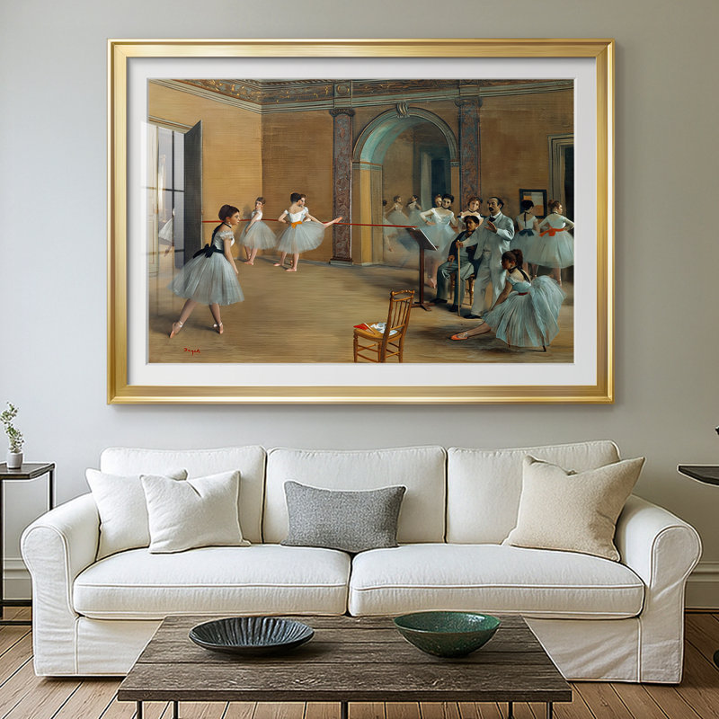 Le Foyer de danse de l'Opéra de la rue Le Peletier - Edgar Degas - Encadré sous verre, avec passe-partout, grand tableau pour salon