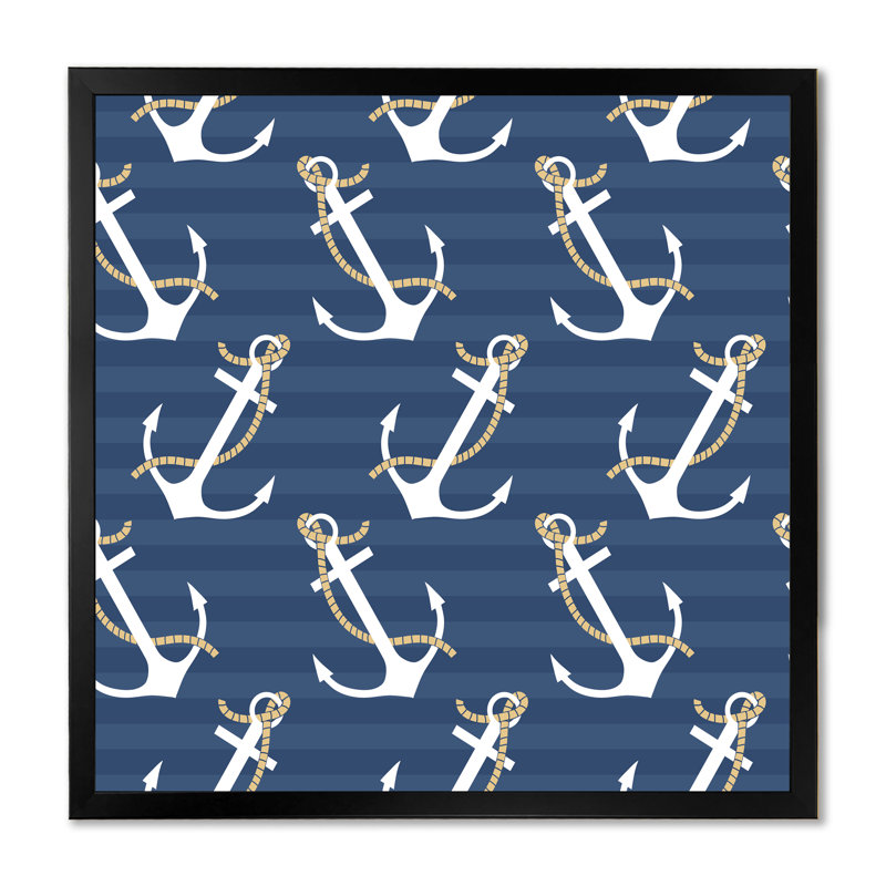 Motif d'ancres - peinture, Cadre photo noir, H 16 po x l 16 po