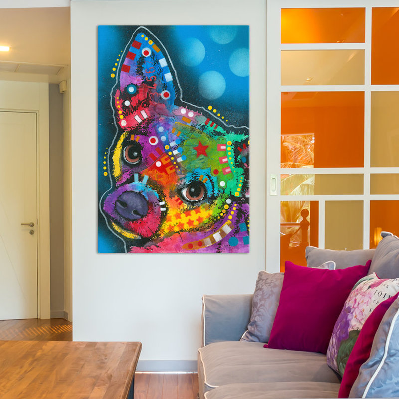 « pop chihuahua », impression sur toile tendue, H 18 po x l 12 po x P 1,5 po, Toile tendue