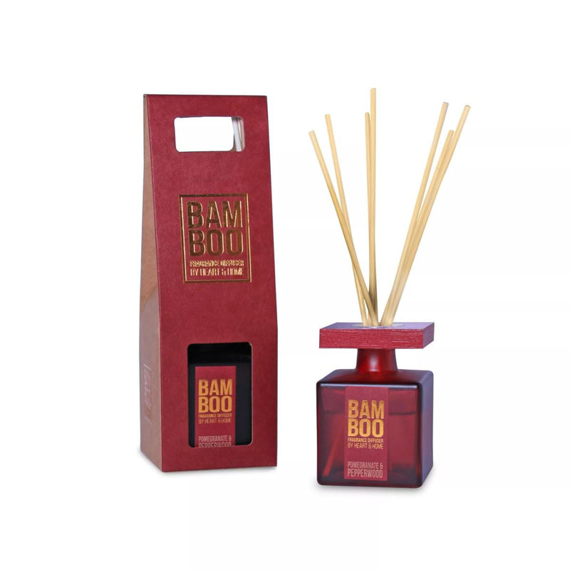 Bamboo Everyday Fruity Reed Diffusers - Pomegranate & Pepperwood, 21 cm H x 6.5 cm W x 6.5 cm D